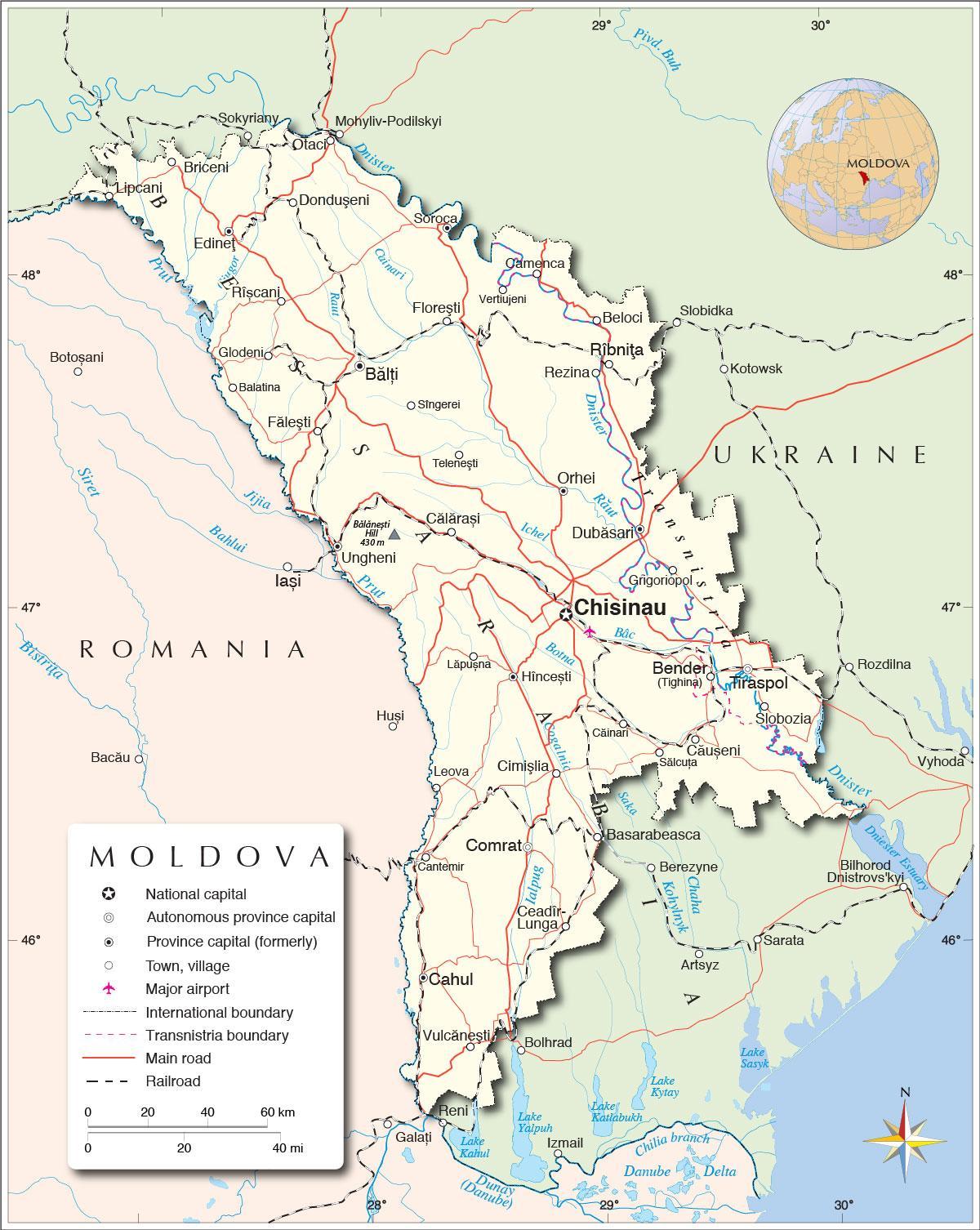 Մոլդովայի Հանրապետության Քարտեզ